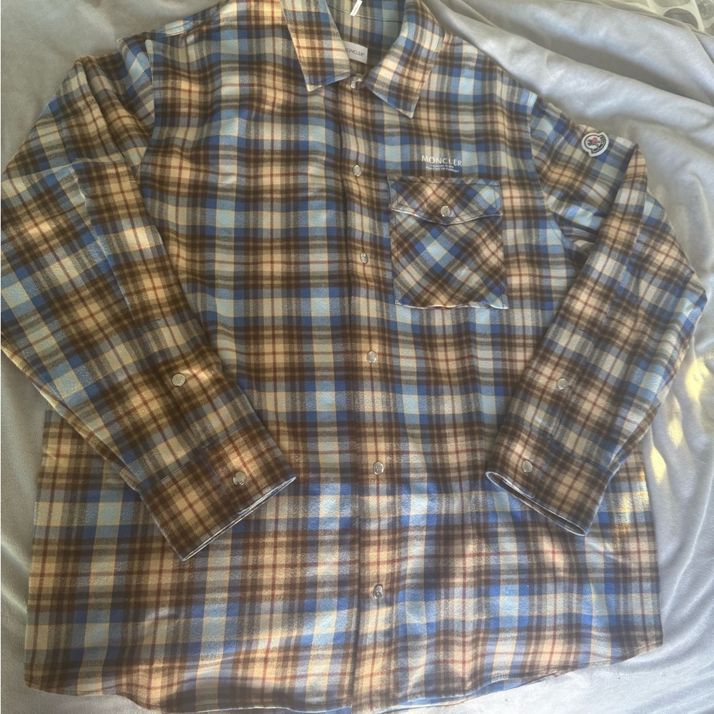 Moncler Blue and Brown Plaid Shirt